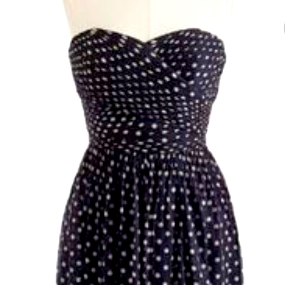 JCrew silk polka dot strapless dress